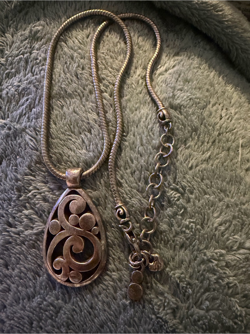 Brighton Contempo Scroll Teardrop Silver Pendant Necklace